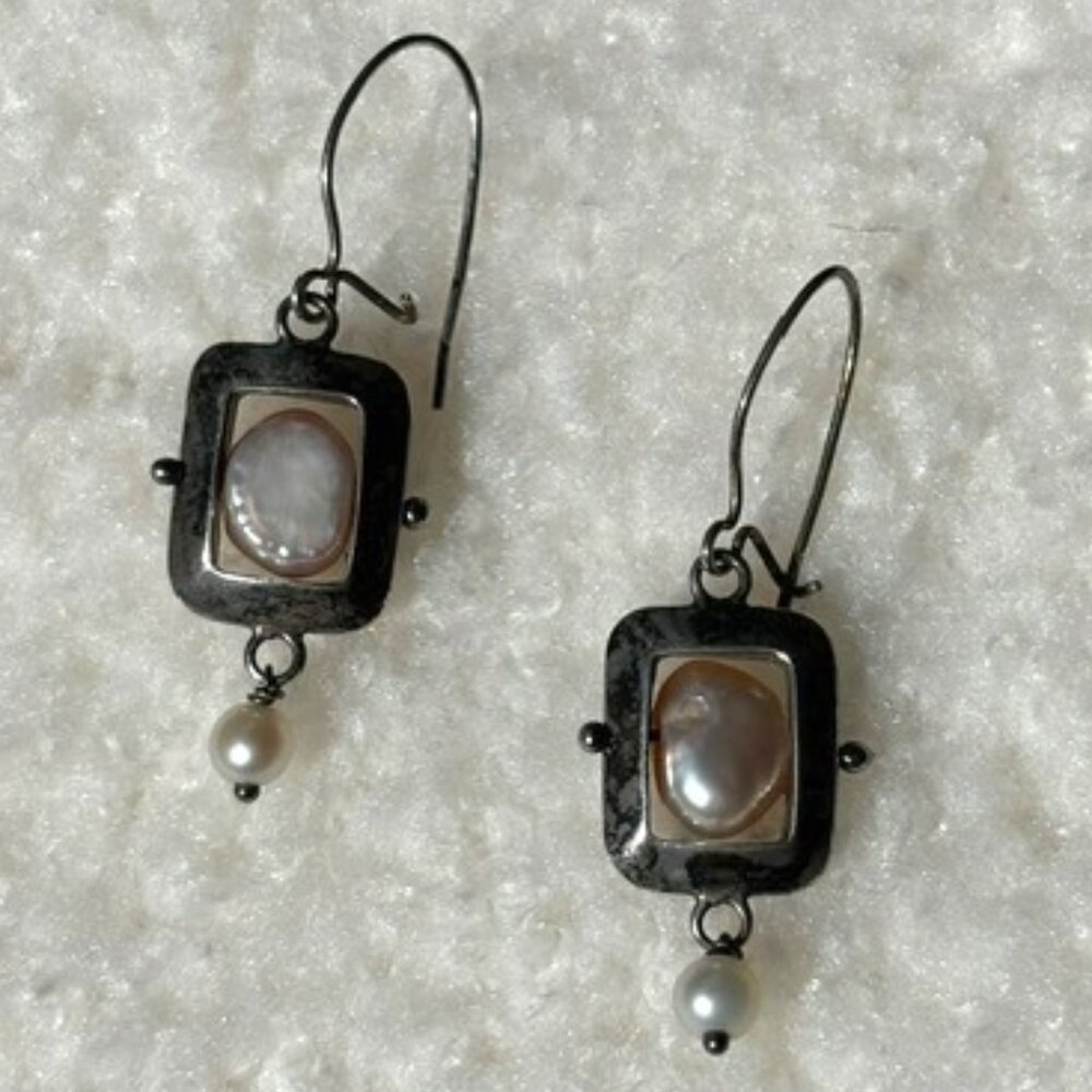 Sterling Silver & Cultured Pearl Drop Earrings